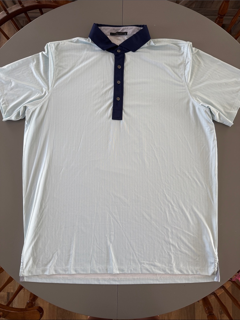Greyson XL White and Blue Polo with Navy Contrast Collar